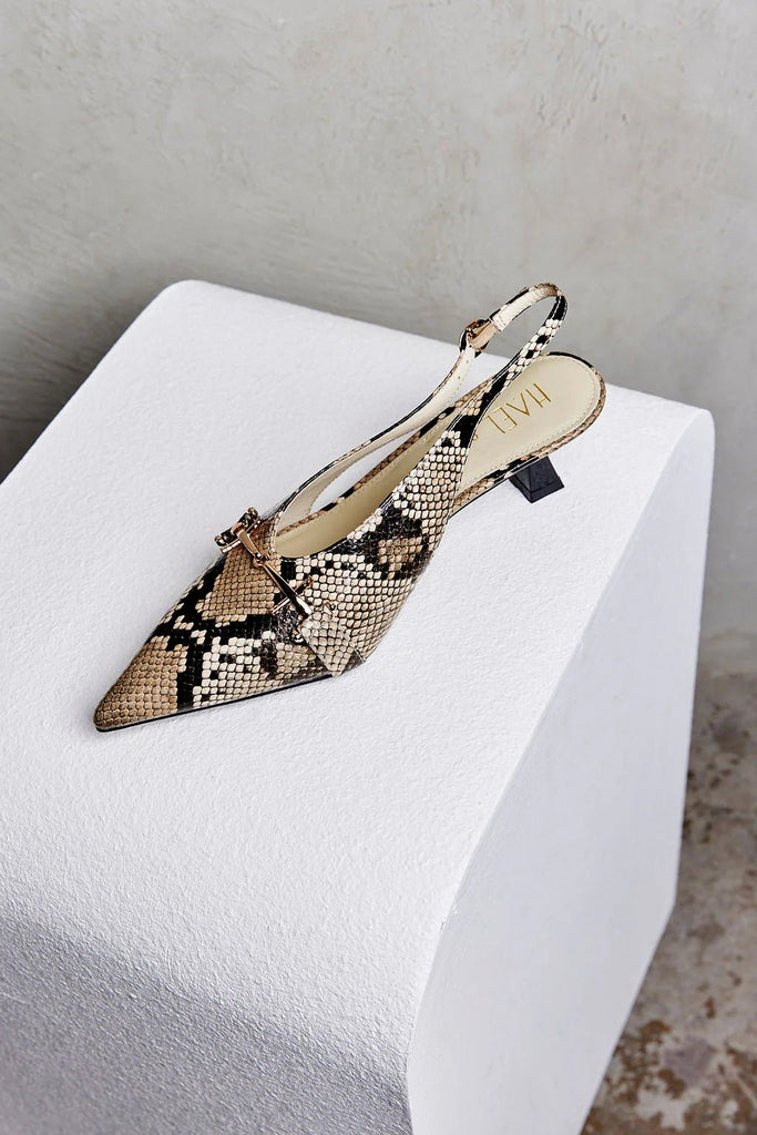 ALBATROSS KITTEN HEEL SLINGBACKS - SNAKE - THEPINK