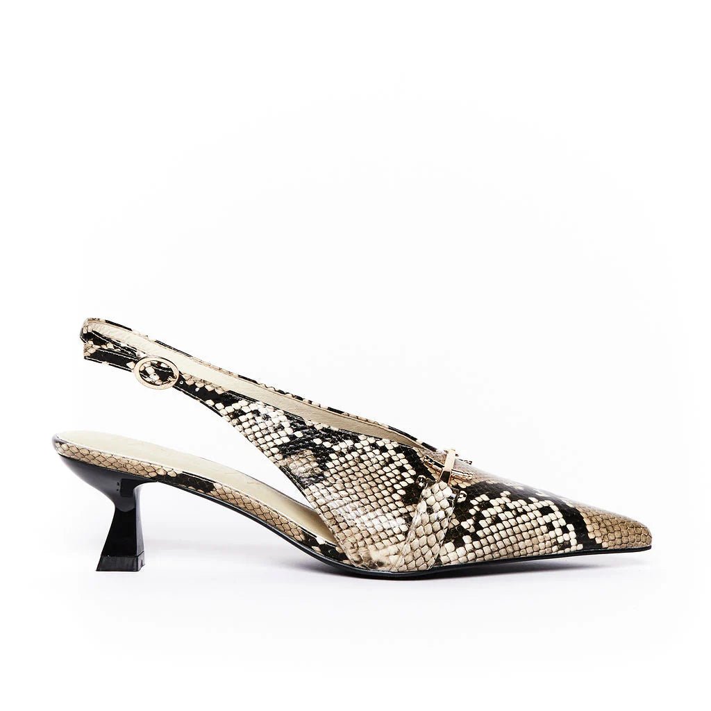 ALBATROSS KITTEN HEEL SLINGBACKS - SNAKE - THEPINK