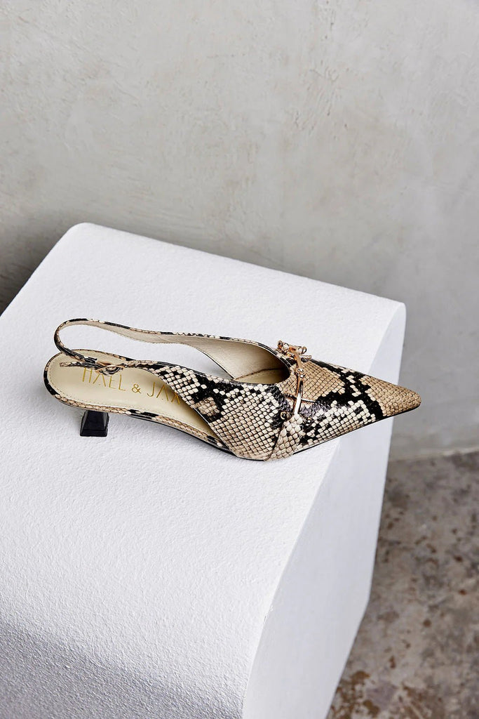 ALBATROSS KITTEN HEEL SLINGBACKS - SNAKE - THEPINK
