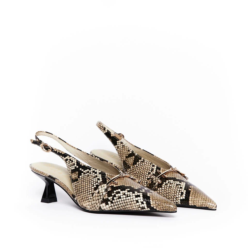 ALBATROSS KITTEN HEEL SLINGBACKS - SNAKE - THEPINK