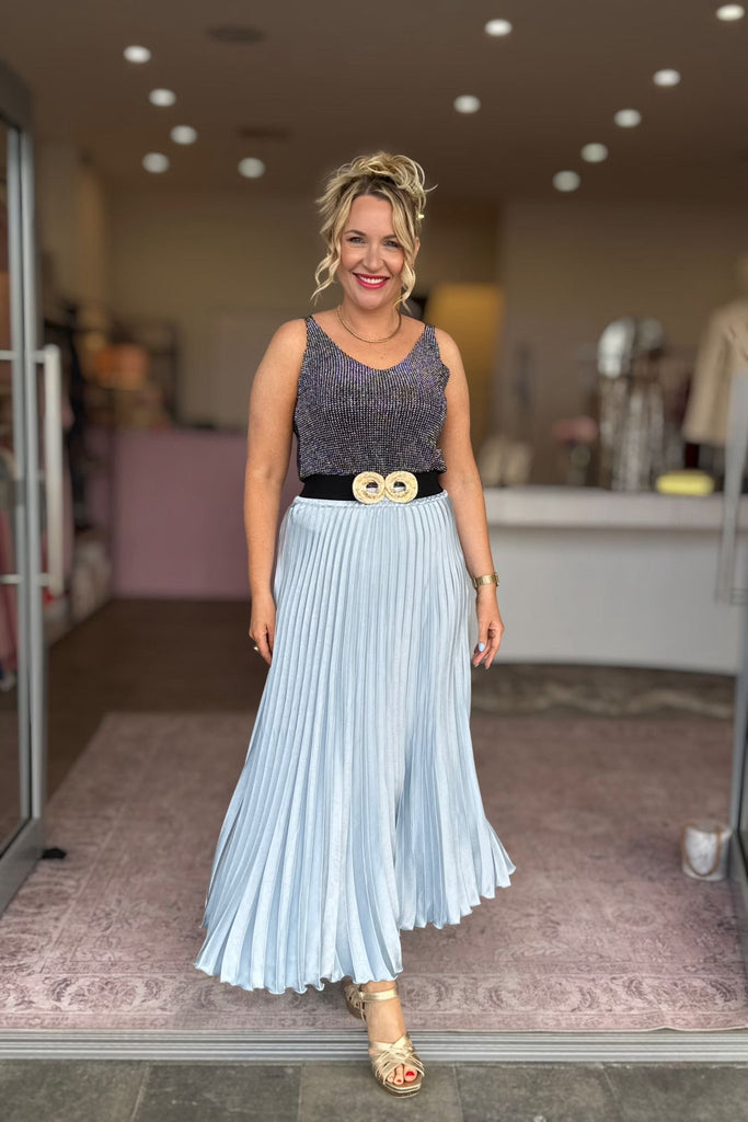 ALIAS PLEATED SKIRT IN BLUE ICE - THEPINK