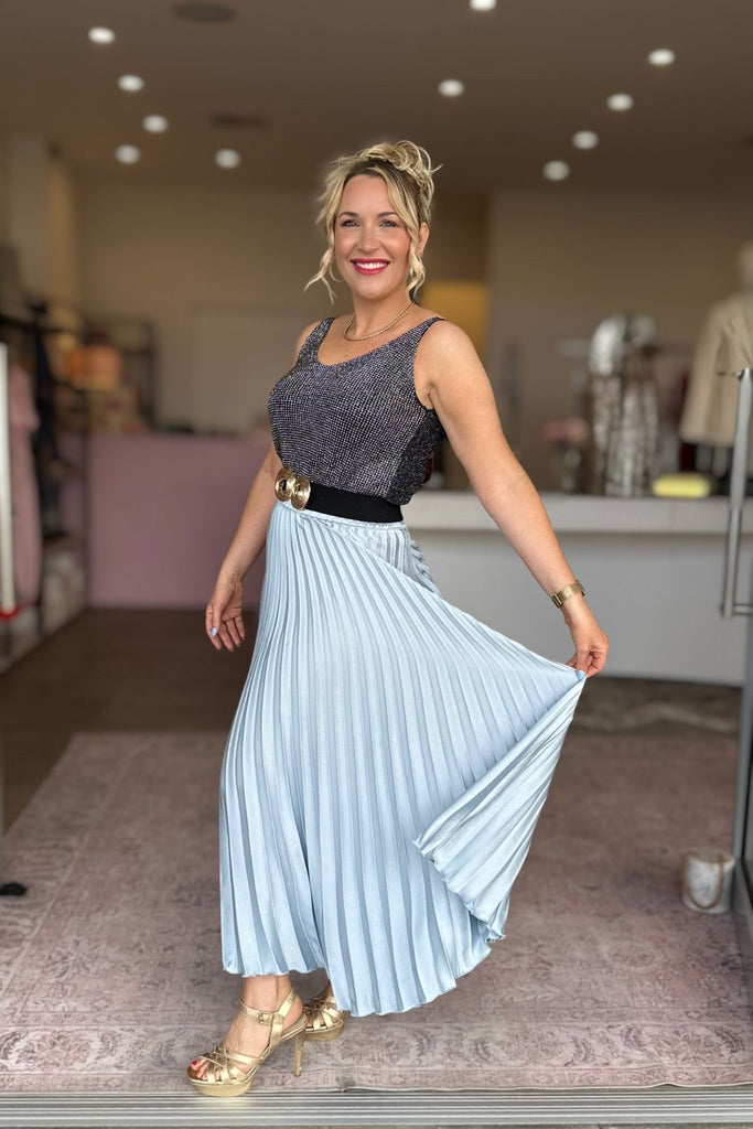 ALIAS PLEATED SKIRT IN BLUE ICE - THEPINK