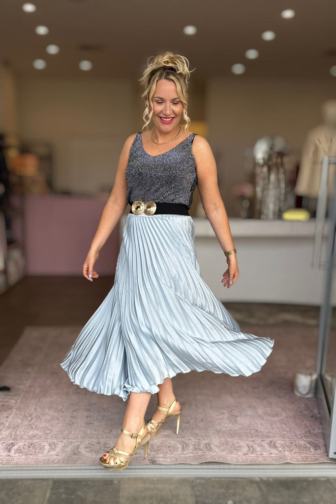 ALIAS PLEATED SKIRT IN BLUE ICE - THEPINK