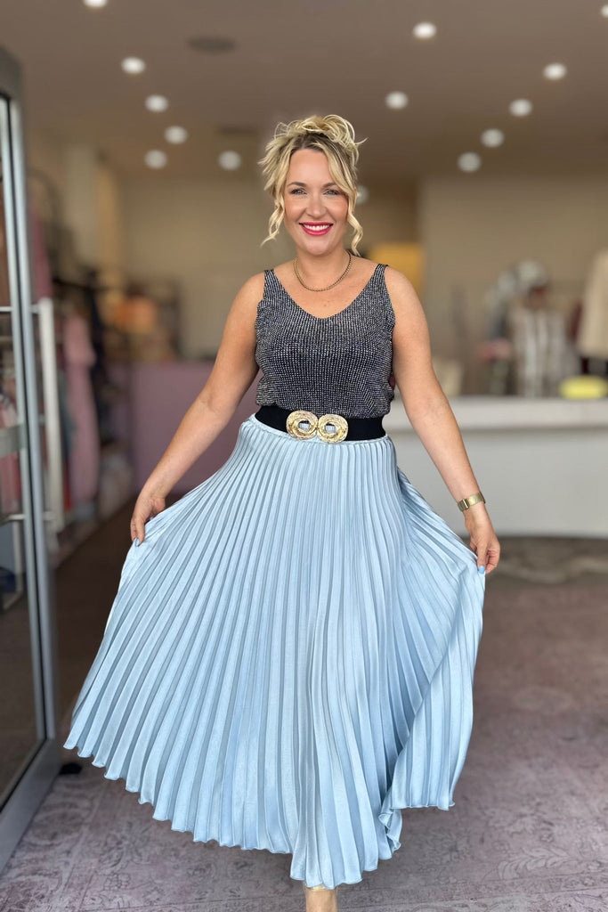 ALIAS PLEATED SKIRT IN BLUE ICE - THEPINK