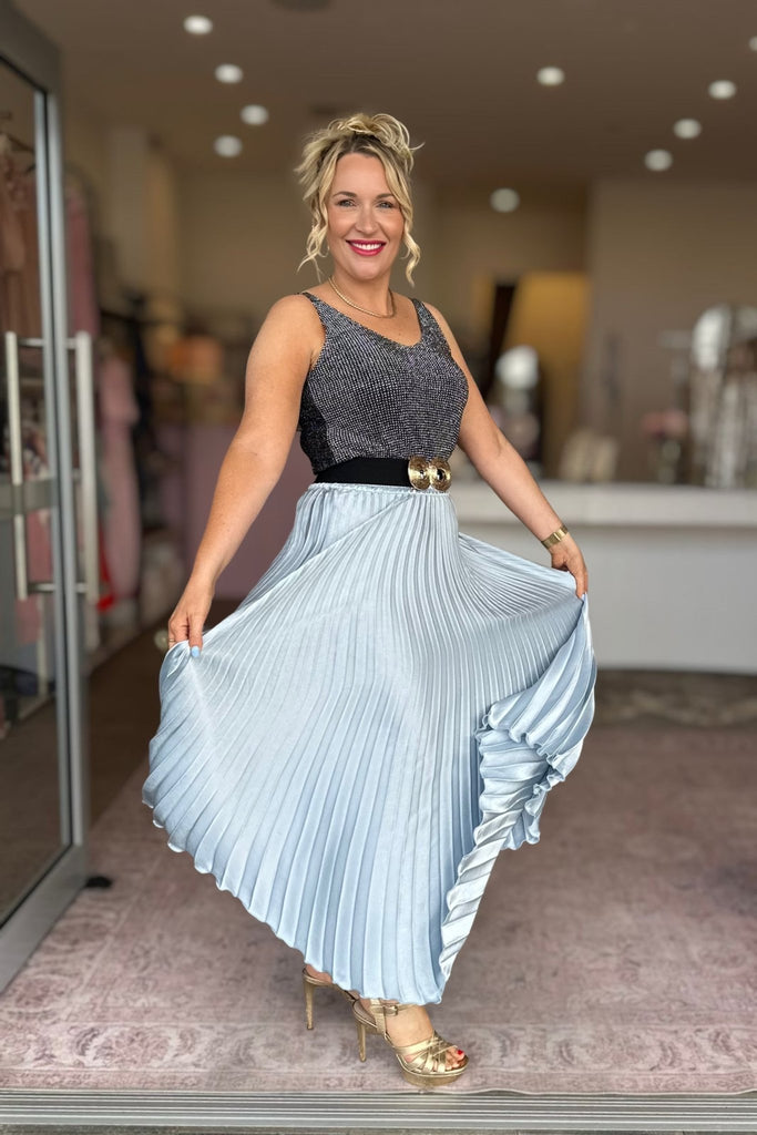 ALIAS PLEATED SKIRT IN BLUE ICE - THEPINK