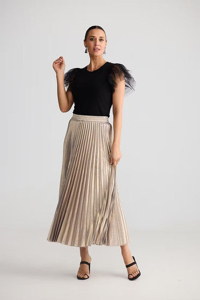 ALIAS PLEATED SKIRT IN TITANIUM - THEPINK