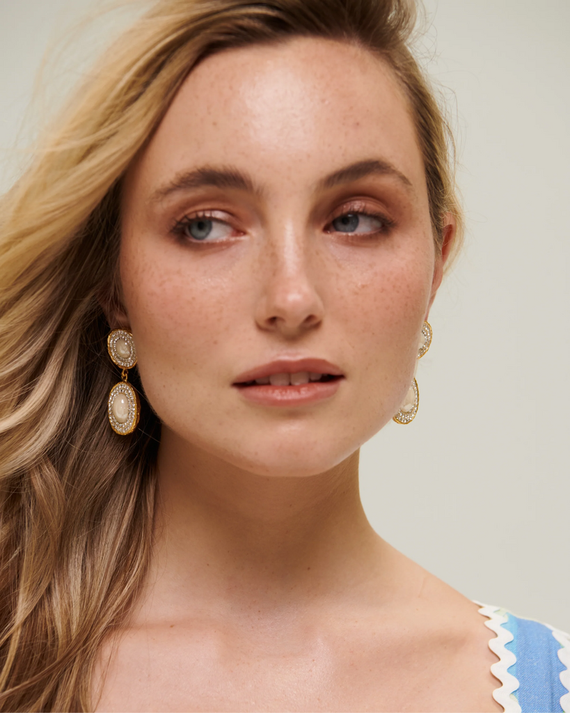 ATHENA EARRINGS - CRYSTAL - THEPINK