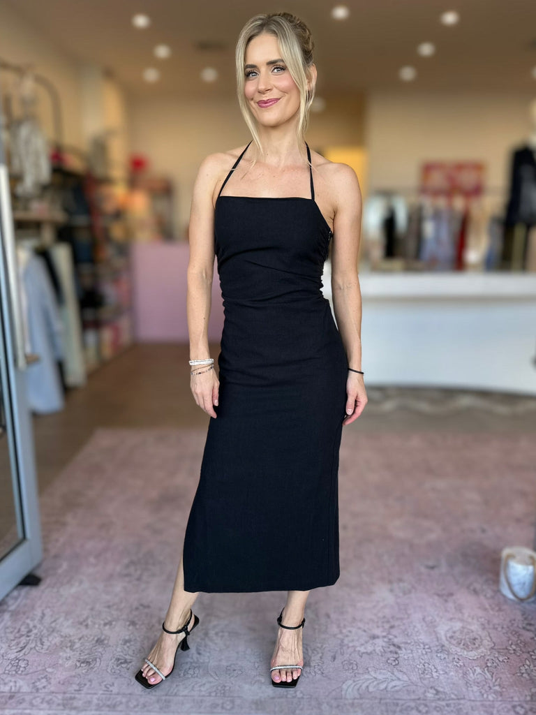 ATHENA HALTER MIDI DRESS - THEPINK