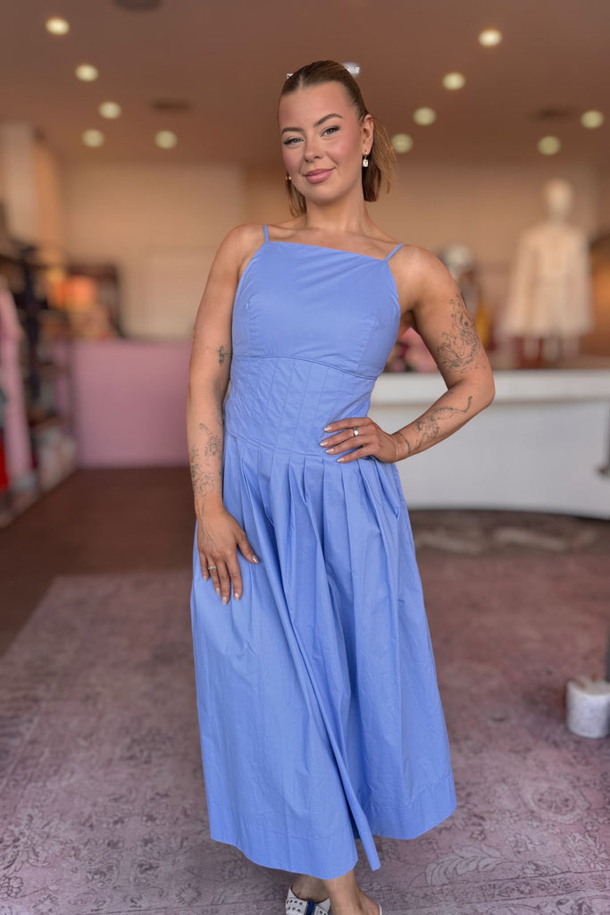 AVALON SQUARE NECK MIDI DRESS - THEPINK