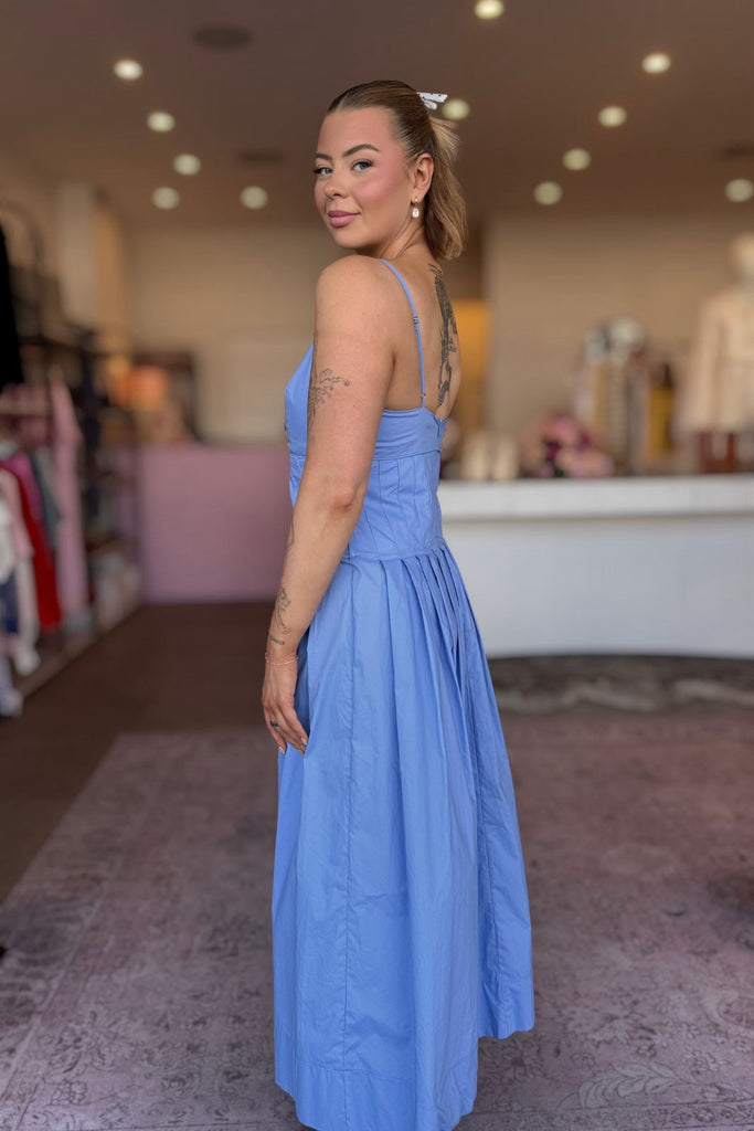 AVALON SQUARE NECK MIDI DRESS - THEPINK