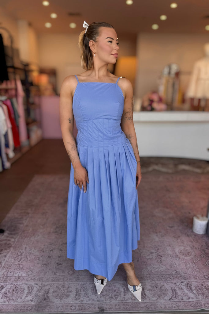 AVALON SQUARE NECK MIDI DRESS - THEPINK