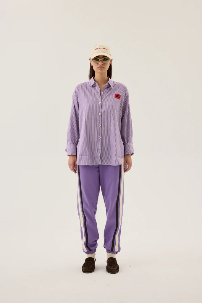 BISOUS COTTON STRIPE SHIRT - VIOLET - THEPINK
