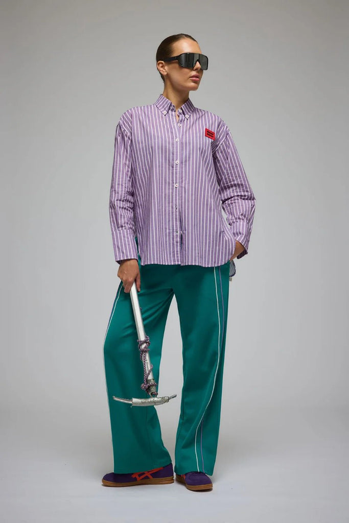 BISOUS COTTON STRIPE SHIRT - VIOLET - THEPINK