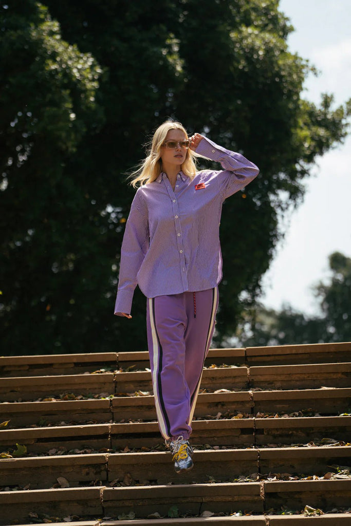 BISOUS COTTON STRIPE SHIRT - VIOLET - THEPINK