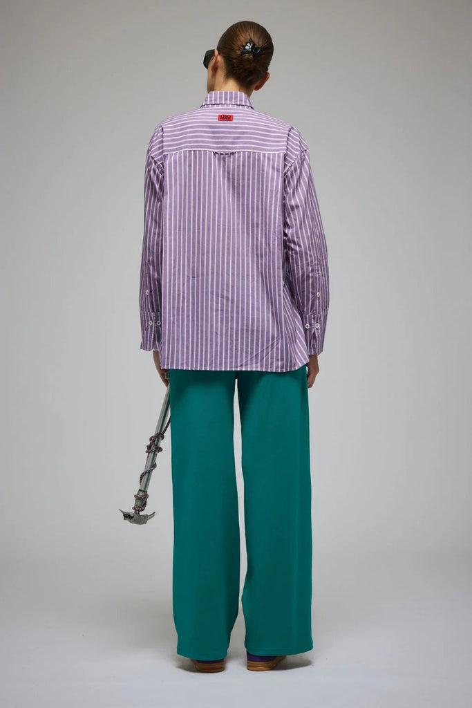 BISOUS COTTON STRIPE SHIRT - VIOLET - THEPINK
