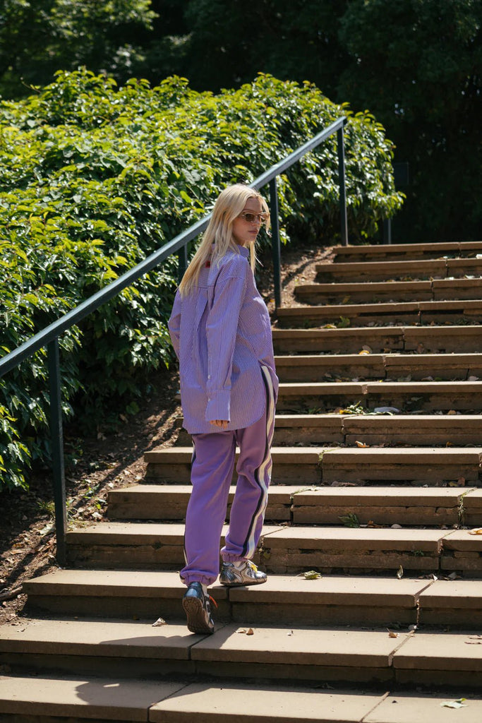 BISOUS COTTON STRIPE SHIRT - VIOLET - THEPINK