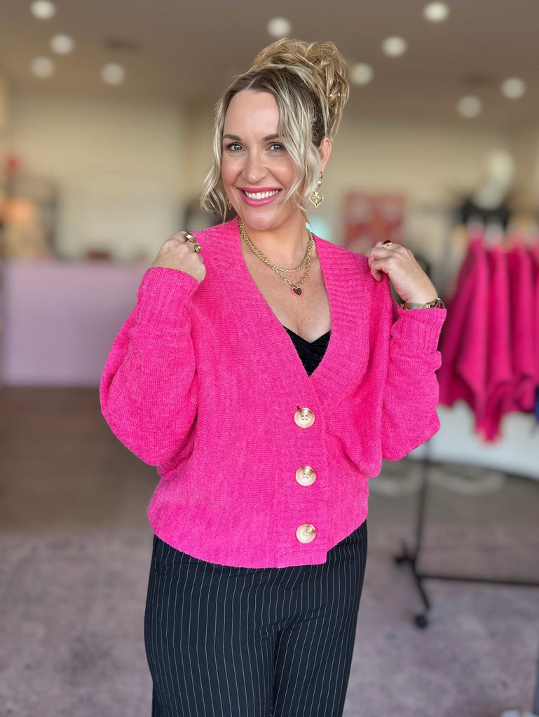 CARRINGTON CARDIGAN - HOT PINK - THEPINK
