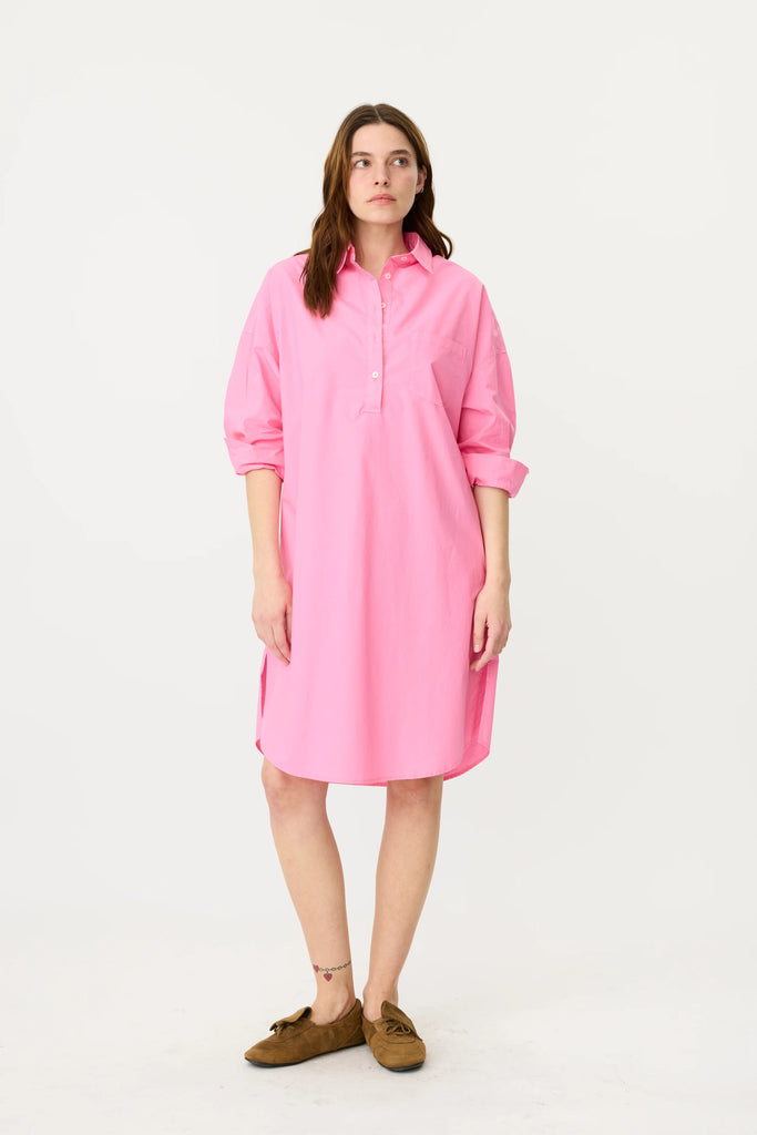 CHIARA HALF PLACKET SHIRT DRESS - CANDY - THEPINK