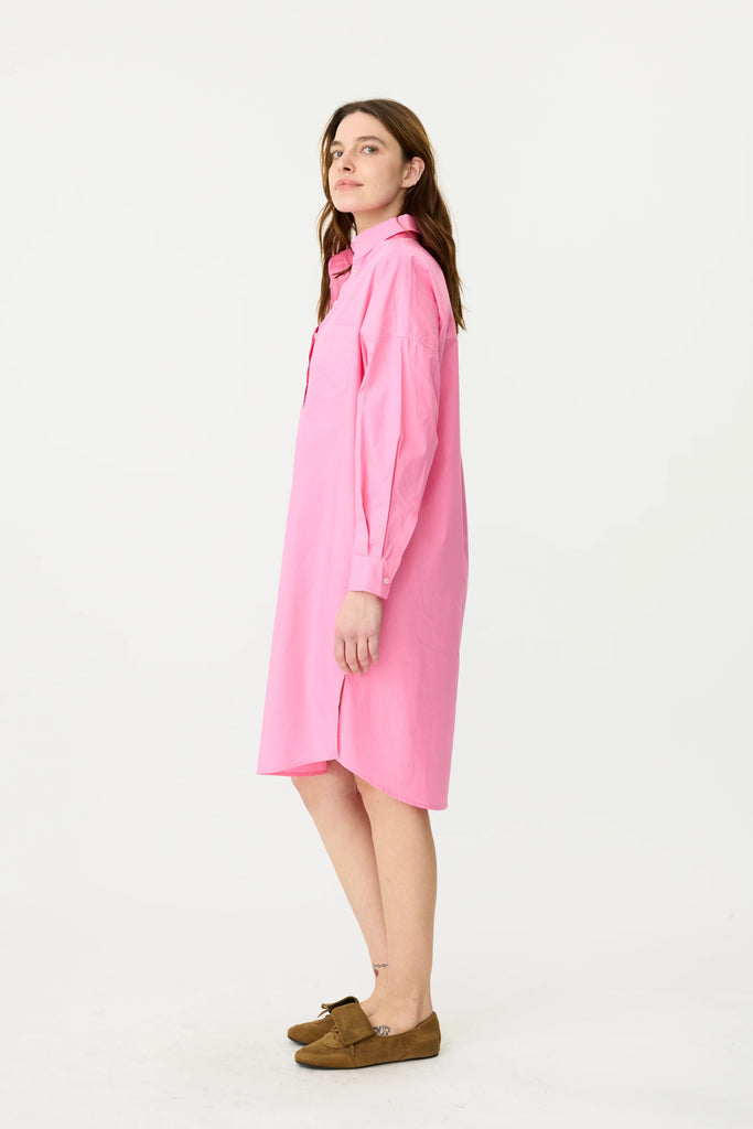 CHIARA HALF PLACKET SHIRT DRESS - CANDY - THEPINK