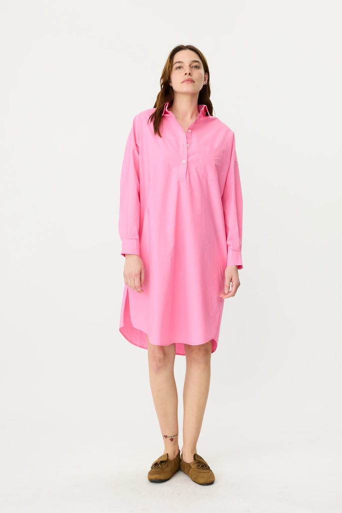 CHIARA HALF PLACKET SHIRT DRESS - CANDY - THEPINK