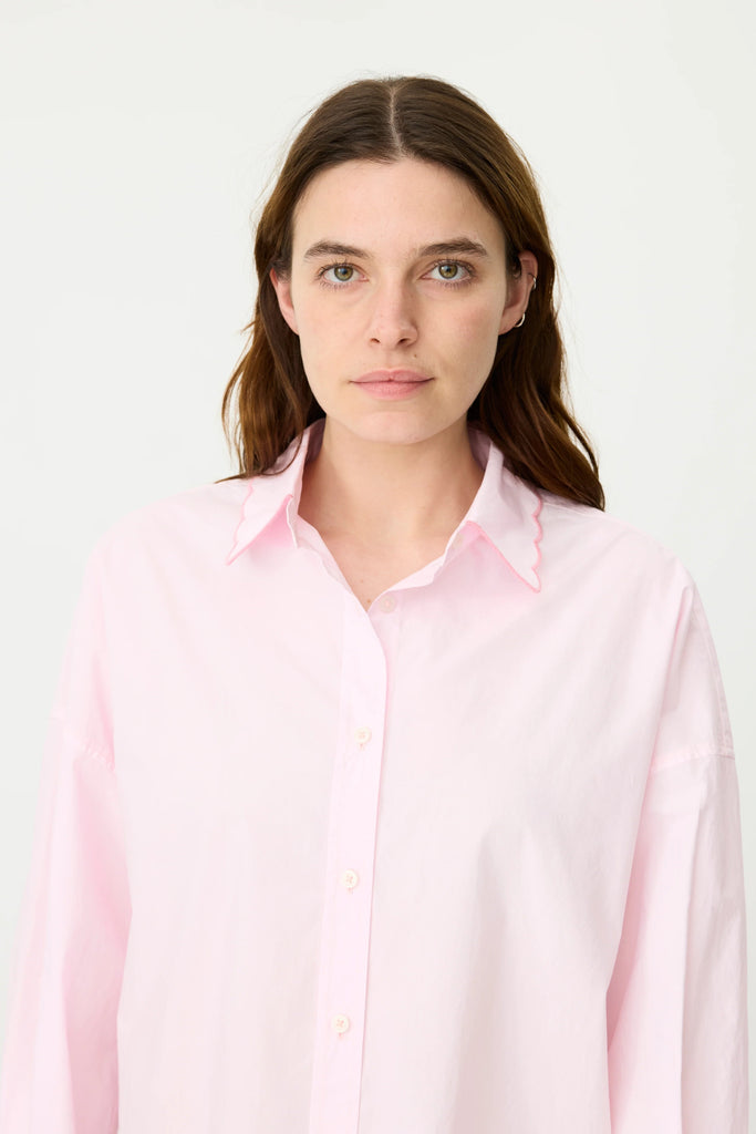 CHIARA SCALLOPED SHIRT - PINK SORBET - THEPINK