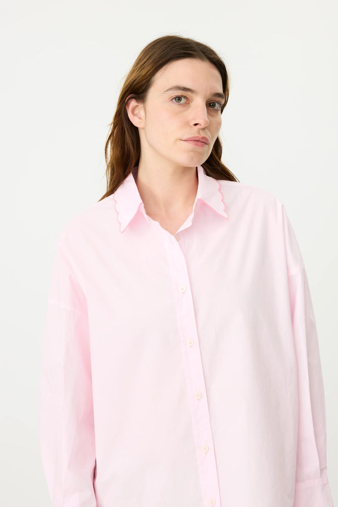 CHIARA SCALLOPED SHIRT - PINK SORBET - THEPINK