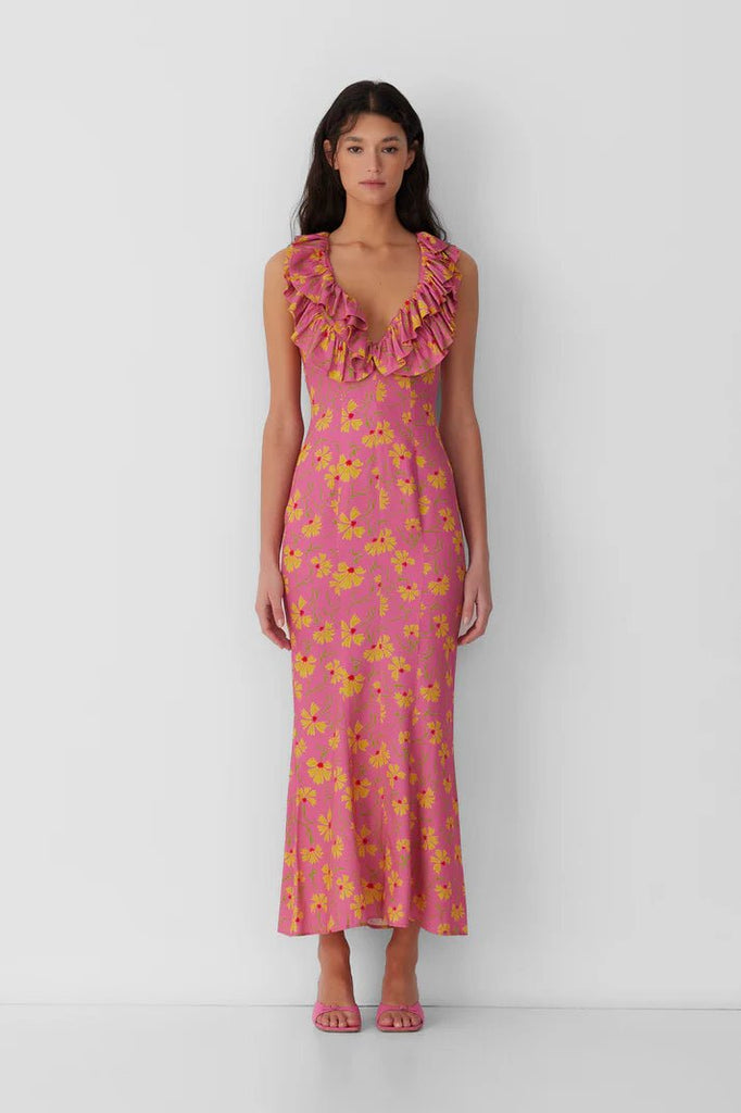 CIRClE RUFFLE MAXI DRESS - CANDY FLORAL - THEPINK