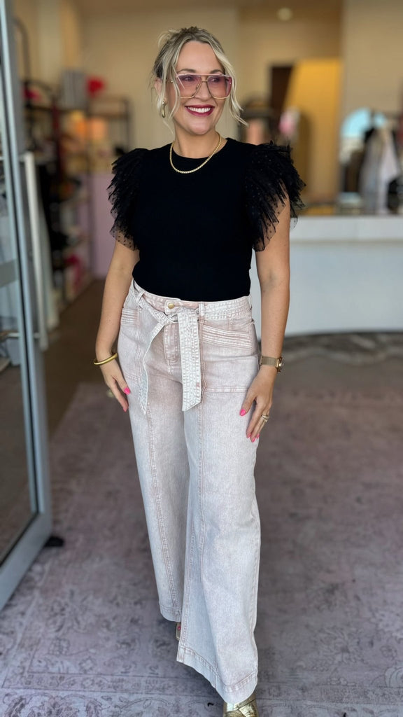 DAHLIA DENIM PANEL JEAN - THEPINK