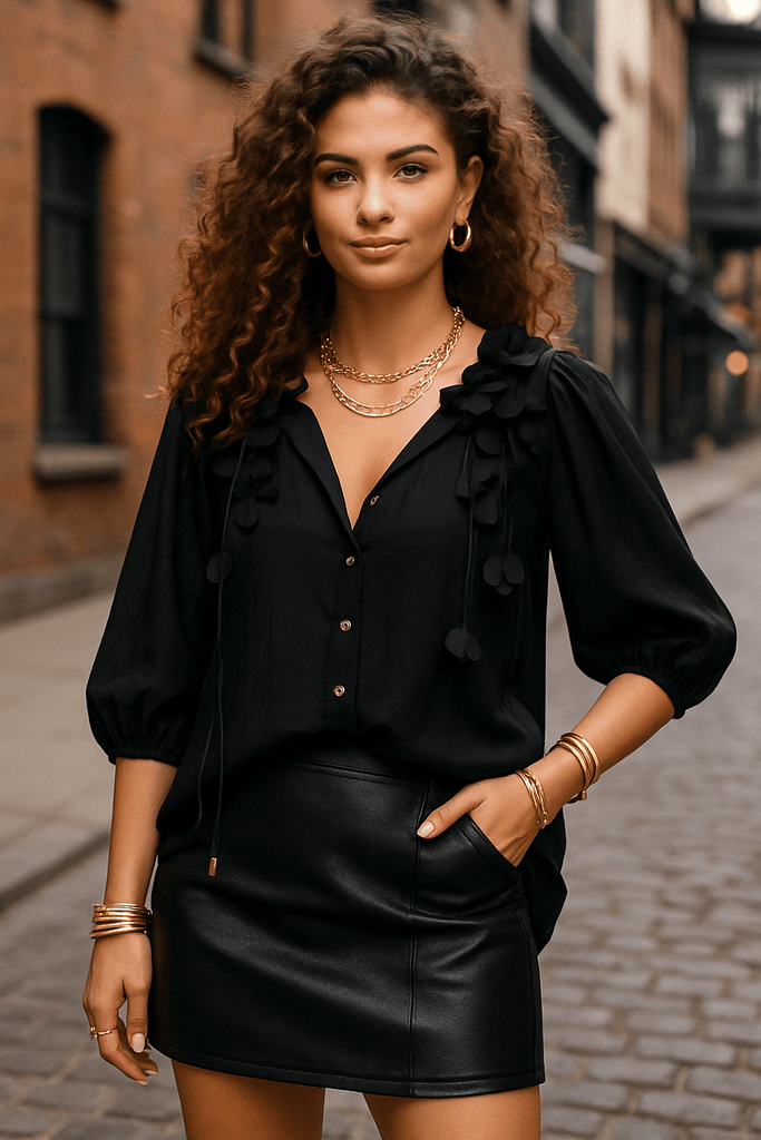 EDEN BLOUSE - NOIR - THEPINK