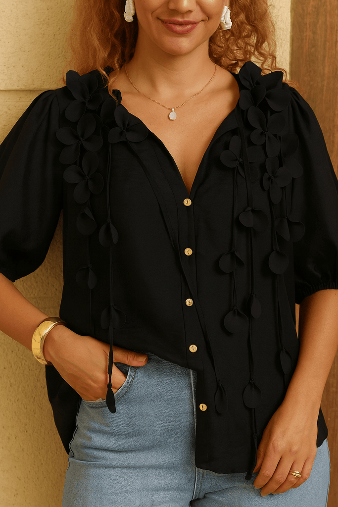 EDEN BLOUSE - NOIR - THEPINK