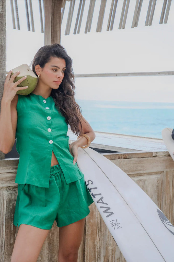 ELLERY VEST - FERN GREEN - THEPINK