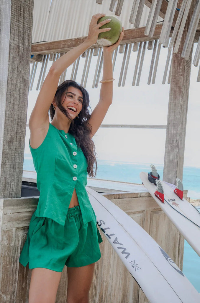 ELLERY VEST - FERN GREEN - THEPINK