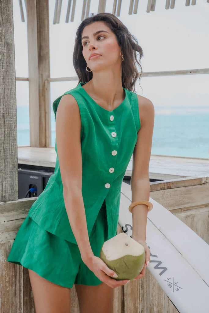 ELLERY VEST - FERN GREEN - THEPINK