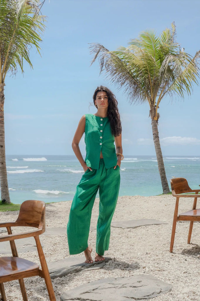 ELLERY VEST - FERN GREEN - THEPINK