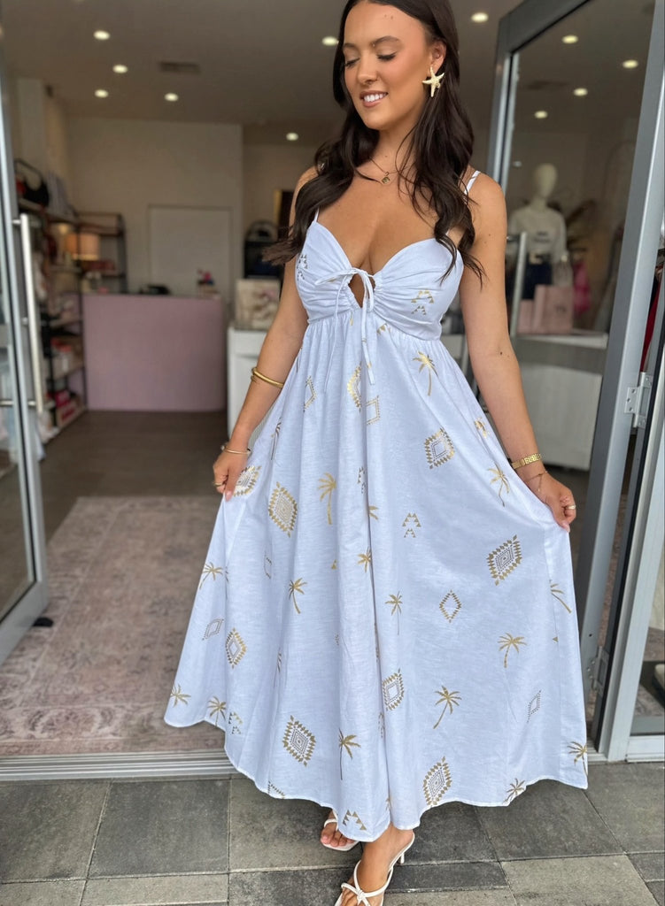 EQUINOX MAXI DRESS IN WHITE - THEPINK