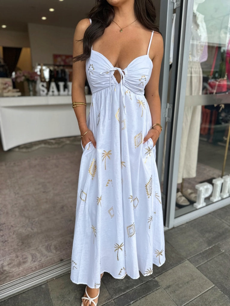 EQUINOX MAXI DRESS IN WHITE - THEPINK
