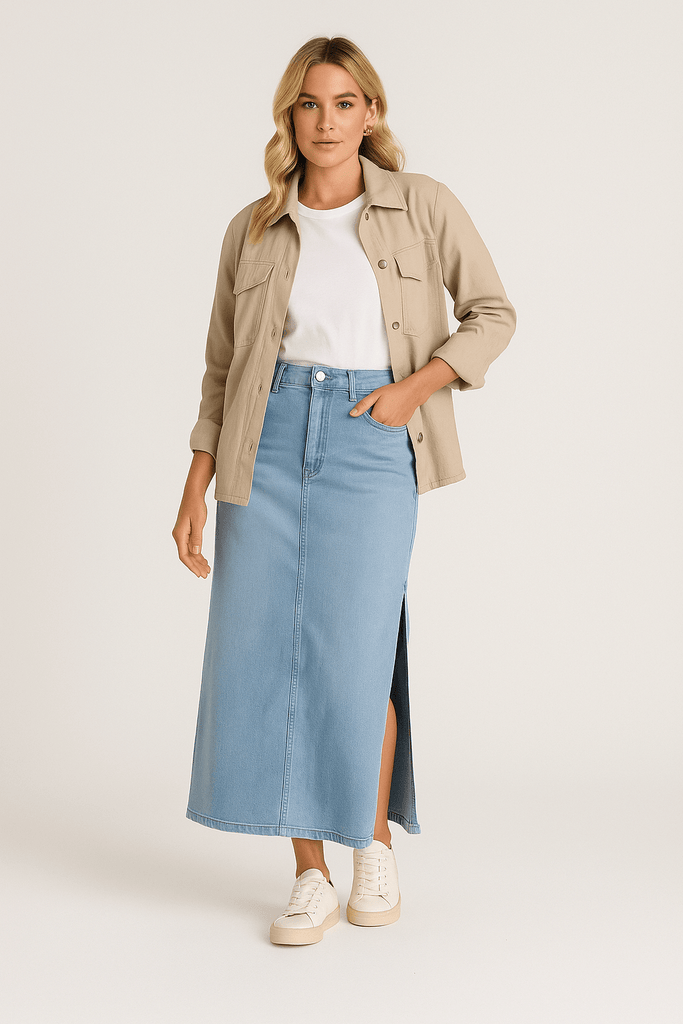 EVERYDAY DENIM MIDI - THEPINK