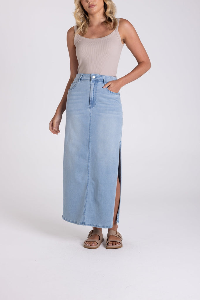 EVERYDAY DENIM MIDI - THEPINK
