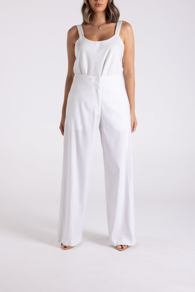 FOUNDATION WIDE LEG PANT - WHITE - THEPINK