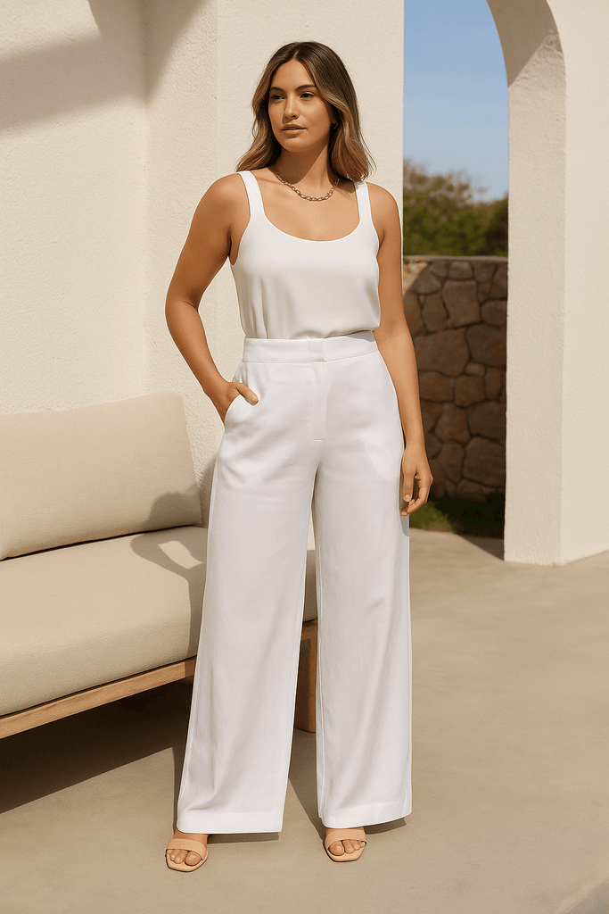 FOUNDATION WIDE LEG PANT - WHITE - THEPINK