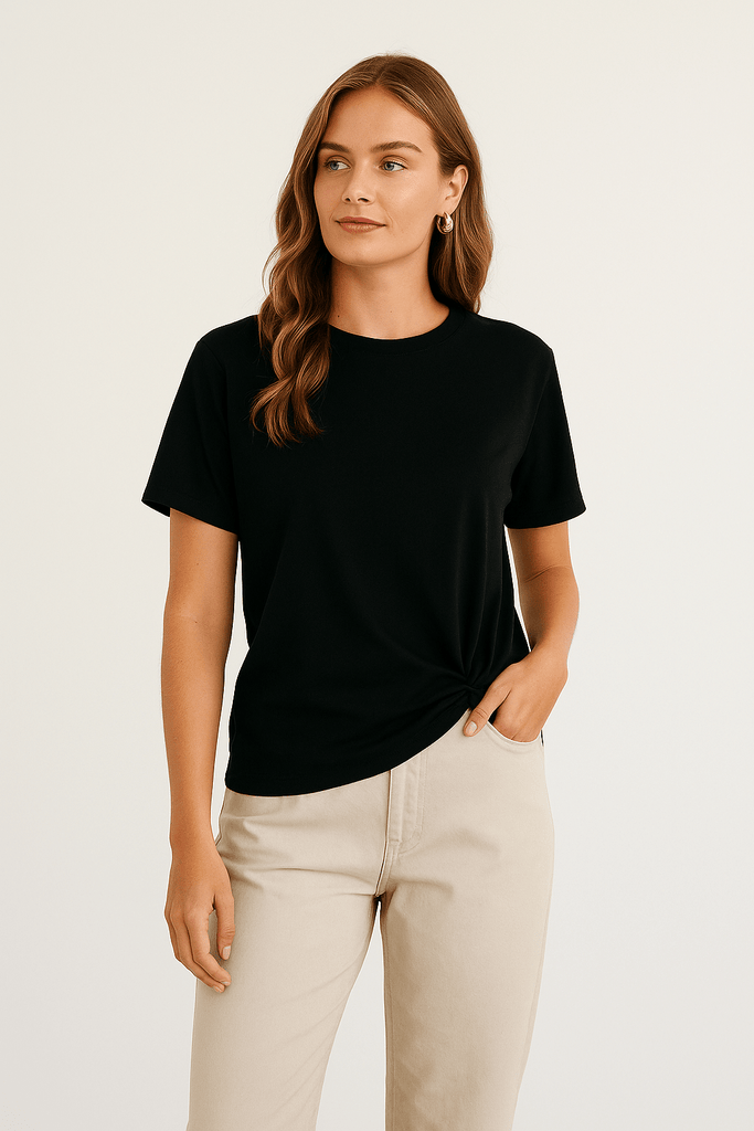 FRENCH TUCK TEE - BLACK - THEPINK