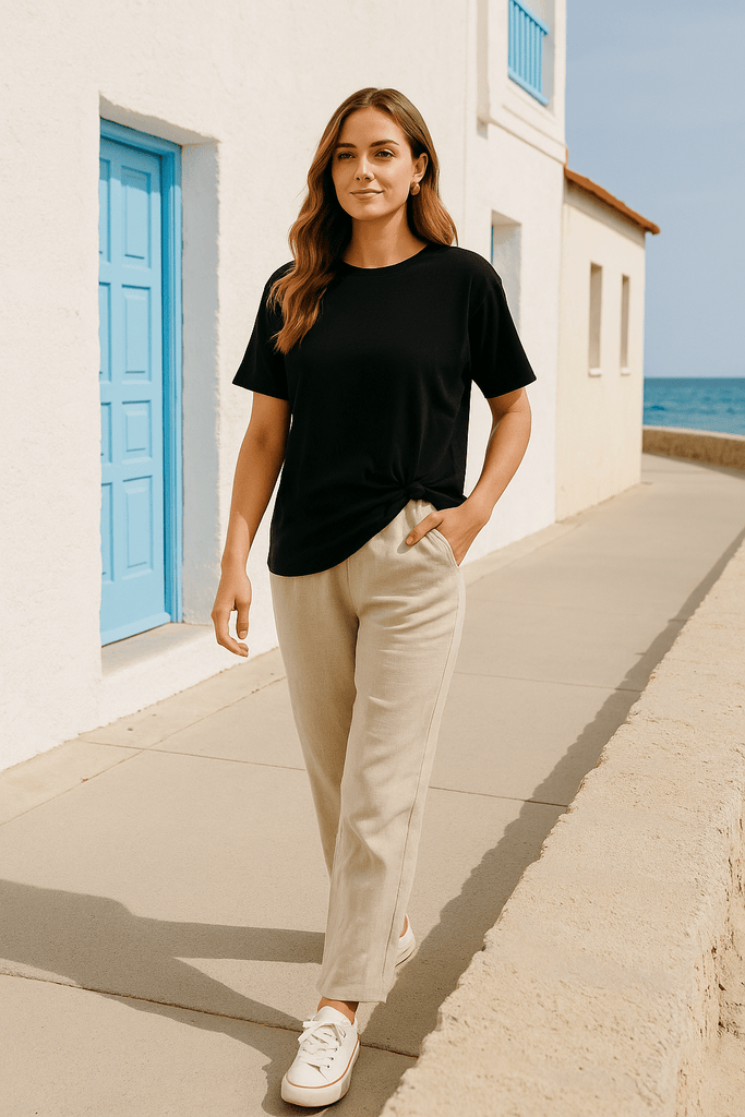 FRENCH TUCK TEE - BLACK - THEPINK