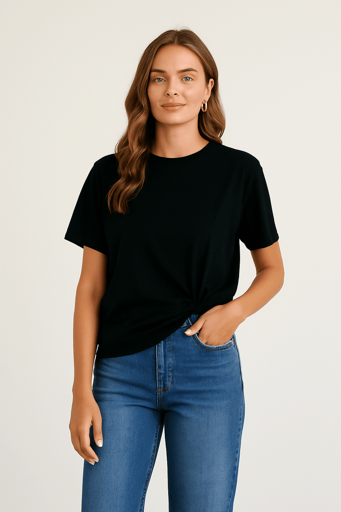 FRENCH TUCK TEE - BLACK - THEPINK