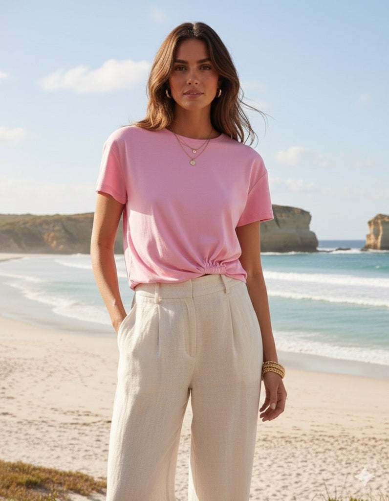 FRENCH TUCK TEE - PINK - THEPINK