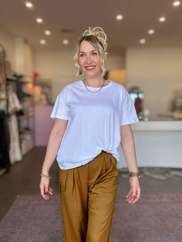 FRENCH TUCK TEE - WHITE - THEPINK