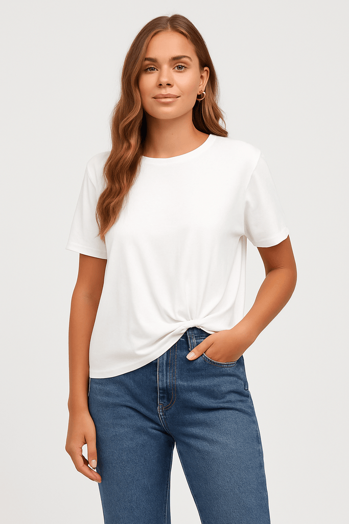 FRENCH TUCK TEE - WHITE - THEPINK