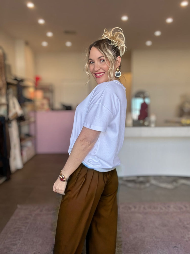 FRENCH TUCK TEE - WHITE - THEPINK