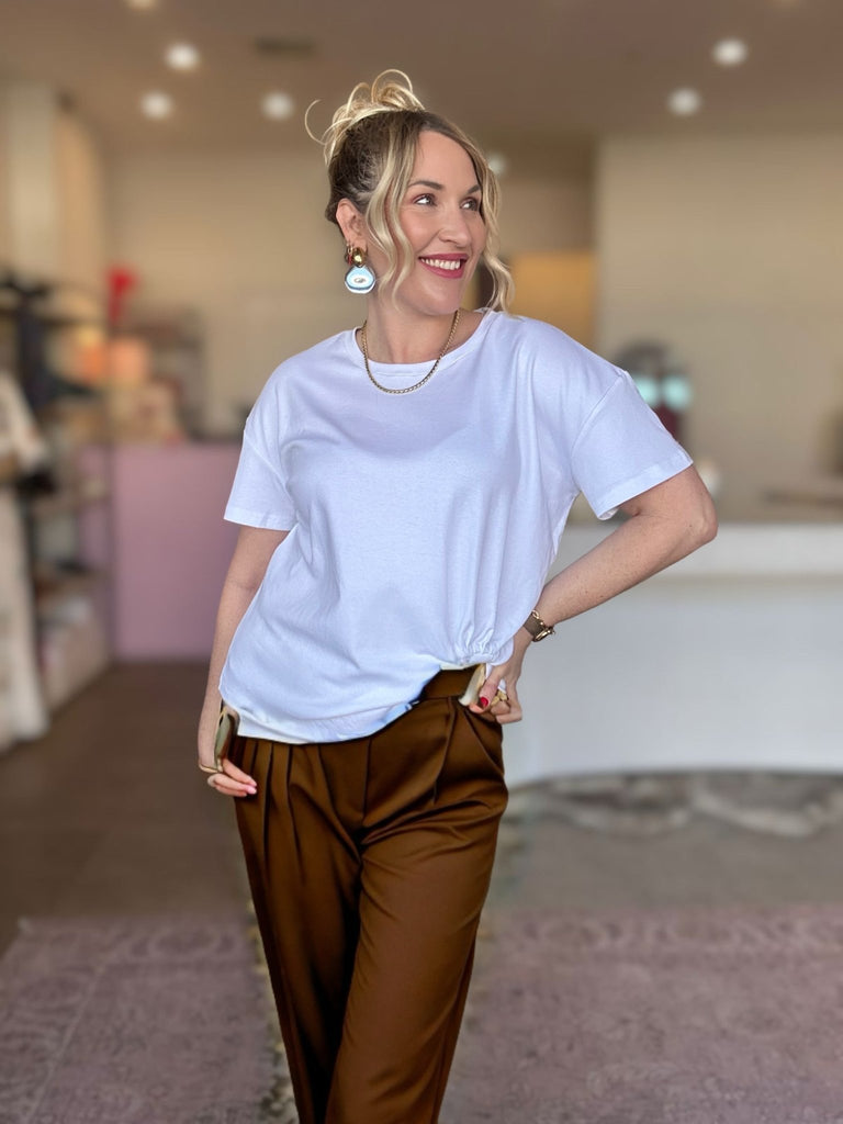 FRENCH TUCK TEE - WHITE - THEPINK