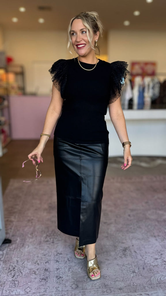 HOLLY RUFFLE SLEEVE TEE - THEPINK