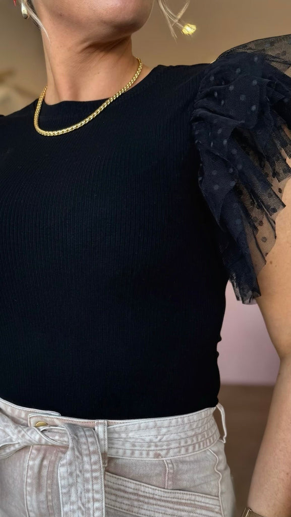 HOLLY RUFFLE SLEEVE TEE - THEPINK